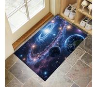 CEDNXOER Tapis de Porte Lavable Bleu, Paillasson de Sol Antidérapant à l'intérieur Nébuleuse Espace, Paillasson de Porte Avant Intérieur Univers Planète, Tapis Mince Absorbant 60 x 90 cm