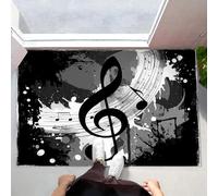 CEDNXOER Tapis de Porte Lavable Gris, Paillasson de Sol Antidérapant à l'intérieur Notes Musique Graffitis, Paillasson de Porte Avant Intérieur Urbain Rock, Tapis Mince Absorbant 50 x 80 cm