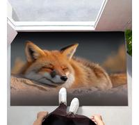 CEDNXOER Tapis de Porte Lavable Jaune, Paillasson de Sol Antidérapant à l'intérieur Désert Renard Roux, Paillasson de Porte Avant Intérieur Photographie Animaux, Tapis Mince Absorbant 45 x 75 cm