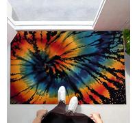 CEDNXOER Tapis de Porte Lavable Noir, Paillasson de Sol Antidérapant à l'intérieur Art du Tie-Dye, Paillasson de Porte Avant Intérieur Rotation Rayures, Tapis Mince Absorbant 40 x 60 cm