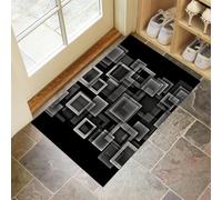 CEDNXOER Tapis de Porte Lavable Noir, Paillasson de Sol Antidérapant à l'intérieur Carré Rectangle, Paillasson de Porte Avant Intérieur Abstrait Géométrique, Tapis Mince Absorbant 40 x 60 cm