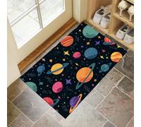 CEDNXOER Tapis de Porte Lavable Noir, Paillasson de Sol Antidérapant à l'intérieur Dessin Animé Espace Planète, Paillasson de Porte Avant Intérieur Planète Mignonne, Tapis Mince Absorbant 45 x 75 cm