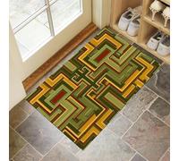 CEDNXOER Tapis de Porte Lavable Vert Olive, Paillasson de Sol Antidérapant à l'intérieur Labyrinthe, Paillasson de Porte Avant Intérieur Égypte Ancienne Géométrie, Tapis Mince Absorbant 50 x 80 cm