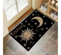 CEDNXOER Tapis De Porte Tu ES Le Soleil La Lune Paillasson, Antidérapant Alphabet Bohème Paillasson, D'Entrée Résistant Noir Tapis De Bain pour Chambre Cuisine Intérieur 45 x 75 cm