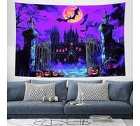CEDNXOER Tapisserie Salon Murale Tenture Magie Chauves-Souris Maison Hantée Décoration De Château Sombre Halloween Hippie Chic Tableau Violet Murale Salon Tenture Chambre 180×230cm
