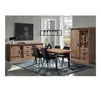 CEDRA - Ensemble Séjour Industriel Complet avec Table 200cm Piètement U - Altobuy Marron G