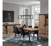 CEDRA - Ensemble Séjour Industriel Complet avec Table 230cm Piètement U - Altobuy Marron G