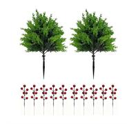 Cèdre artificiel en boule topiaire pour l'extérieur, cèdres artificiels avec combinaison d'arrangement de fleurs rouges simulées, pour porche, jardin, décoration d'intérieur, entrée de jardin, allée