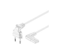 Goobay Câble d'alimentation 97356 – prise EU coudée vers double femelle C7 coudée, 3,0 m, blanc