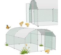 CEEDIR Poulailler en acier galvanisé 3 x 4 x 2 m avec toit arqué - Enclos accessible avec porte et verrou - Clapier pour petits animaux avec polyéthylène étanche - Grand enclos pour poulailler