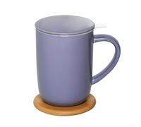 CEEFU Tasse à thé en porcelaine avec infuseur et couvercle, théière avec filtre et dessous de verre, tasse à thé en vrac, 473,6 g pour thé/café/lait/femme/bureau/maison/cadeau (violet)
