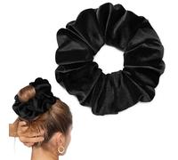 CEELGON Grand chouchou en velours noir surdimensionné pour queue de cheval épais et bouclés, 16,5 cm, accessoires de cheveux pour femme (noir)