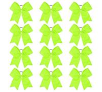 CEELGON Lot de 12 nœuds à cheveux élastiques à paillettes pour adolescentes, filles, softball, compétition, sport, pom-pom girl, 20,3 cm (vert fluo)