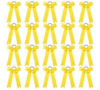 CEELGON Lot de 20 nœuds élastiques pour cheveux style universitaire pour adolescentes et filles, softball, compétition, sport, pom-pom girls (jaune)