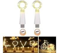 Ceepko Lumières bouteille USB rechargeables, 15 LED 1,5 m, guirlande étanche avec bouchon pour bouteille vin, décoration Noël, fête, mariage, chambre, DIY