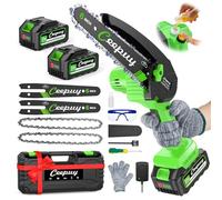 CEEPUY 6 pouces Mini tronçonneuse à batterie 2x4000 mAh pour élagage, 880W, scie électrique avec pompe à huile, tronçonneuse électrique à batterie couper le bois et pour jardins