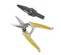 CEERAYZ 185mm Notch Cisaille Multi Usage, Ciseaux industriels robustes, Cisaille de jardin pour projets DIY, bureau, lignes de production et jardinage, avec étui protecteur (Marron Jaune)