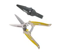 CEERAYZ 200mm Cisaille Multi Usage, Ciseaux industriels robustes, Cisaille de jardin pour projets DIY, bureau, lignes de production et jardinage, avec étui protecteur (Marron Jaune)