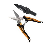 CEERAYZ 7" Notch Cisaille Multi Usage, Ciseaux industriels robustes, Cisaille de jardin pour projets DIY, bureau, lignes de production et jardinage, avec étui protecteur (Noir Orange)