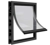 CEESC Chatiere pour Chien avec Rabat Magnétique Transparent Doux et Panneau de Fermeture à Pression, Chatière en Plastique PVC de Qualité Supérieure pour Grands Chiens (XL, Noir)