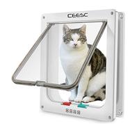 CEESC Grande chatière (Taille extérieure 28cm x 24.9cm), Verrouillage à 4 Voies Chatière pour Chats et Petits Chiens de circonférence <63cm, Facile à Installer et à Utiliser