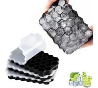 Ceeyoll 2 Pcs Bac à Glaçons en Silicone Avec Couvercle, Bac à Glaçons en Silicone Empilable,Glacons Moule Bac Glacon Bebe Diversification,Peut Congeler Des Glaçons, Adapté Aux Cocktails.