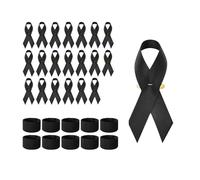 Ceeyoll 20 Pcs Ruban funéraire,10 Noir Brassard de Deuil,épingles de Ruban Funéraire Ruban de Méditation Classique pour Respect Funérailles Cadeaux de deuil Commémoratif.