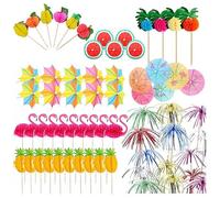 Ceeyoll 80 Pièces Decoration Cocktail, pour Plage, Anniversaire, Festival | Accessoires de Décoration pour Cocktail, Accessoires pour Cocktails Parapluies, Motifs riches