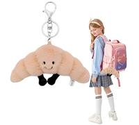 Ceeyoll Croissant Bag Charm Kawaii,Porte Clef Kawaii Pompons Porte Clé Bijou,Bretzel Porte Clé Peluche, Porte Clef Pompon Doux Porte-Bonheur de Sac,Porte Bonheur Cadeau Anniversaire Noël.