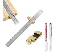 Ceeyoll Limiteur de Marquage,Equerre Charpentier 30cm Regle Metal Avec RéGlable ButéE Laiton,Trusquin De Traçage,règle 30 cm Apportez deux marqueurs,Pour Le Bricolage, Le Travail Du Bois, L'Artisanat.