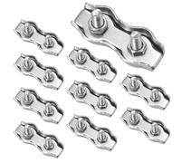 CEEYSEE Lot de 10 clips de câble métallique robustes M4 304 en acier inoxydable double boucle écrous câbles duplex boulons serre-câbles pour fixer des supports de séchage et des cordes de gréement