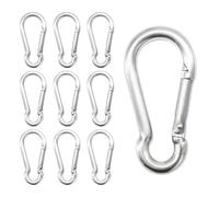 CEEYSEE Lot de 10 mousquetons M5 en acier inoxydable 304 - Petits mousquetons robustes - Connecteur de corde - Mousqueton à ressort pour randonnée, camping, pêche (U/M5/DG)