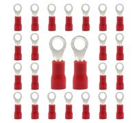 CEEYSEE Lot de 100 connecteurs de câble de 0,5 à 1,5 mm² - Diamètre du trou : M4 - Cosses de câble à sertir électriques isolées en PVC (rouge/DPRH4)