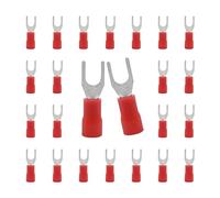 CEEYSEE Lot de 100 cosses à fourche 0,5 à 1,5 mm² - Diamètre du trou : M4 - Pour cosses électriques à sertir - Isolées en PVC (rouge/DPFH)