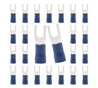 CEEYSEE Lot de 100 cosses à fourche, 1,5 à 2,5 mm², diamètre du trou M4, pour cosses à sertir électriques, partiellement isolés, connecteurs de câbles en PVC (bleu/DPFL)