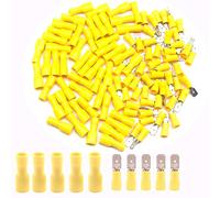 CEEYSEE Lot de 100 cosses de câble mâles x 50 / connecteurs de câble femelle x 50 cosses plates - Connecteurs à sertir isolés en PVC - Pour câbles de 4,0 à 6,0 mm² (jaune/DPSY).
