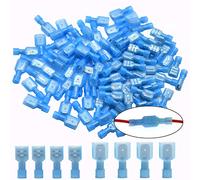 CEEYSEE Lot de 100 cosses de câble mâles x 50 / connecteurs de câble femelles x 50 cosses plates - Connecteur à sertir en nylon entièrement isolé - Pour câbles de 1,5 à 2,5 mm² (bleu/DNSL)