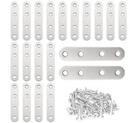 CEEYSEE Lot de 20 supports d'angle plats 76 x 16 mm en acier inoxydable avec 80 vis pour meubles DIY, chaises, tables, bibliothèques, projets de culture (76 x 16 mm)