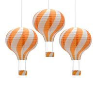 CEEYSEE Lot de 3 ballons à air chaud, à suspendre, multicolores, en papier, 30 cm, avec gondole, lanternes en papier pliées, pour mariage, décorations de fête (orange/RQCNS)