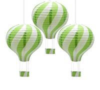 CEEYSEE Lot de 3 ballons à air chaud, à suspendre, multicolores, en papier, 30 cm, avec gondole, lanternes en papier pliées, pour mariages, décorations de fête, vert herbe/RQCLS