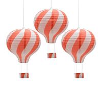 CEEYSEE Lot de 3 Ballons Montants en Papier Multicolores de 30 cm avec Gondel Plié - Lanterne en Papier pour Décorations de Mariage et de Fête (Rouge/RQHOS)