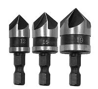 CEEYSEE Lot de 3 fraises coniques Ø 12-19 mm 6 pans Fraises à 90 °C Outil de perforation pour bois, plastique, embout à changement rapide (12-19 mm)
