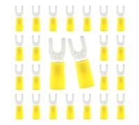 CEEYSEE Lot de 50 cosses à fourche 4-6 mm² - Diamètre du trou M4 - Pour cosses de câble à sertir électriques - En partie isolées - En PVC (jaune/DPFY)