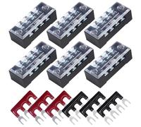 CEEYSEE Lot de 6 bornes à vis à 4 positions avec double rangée 600 V 15 A + 6 pièces pré-isolées 4 positions Noir/rouge 400 V 15 A (TB1504)