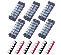 CEEYSEE Lot de 6 bornes à vis à 4 positions avec double rangée 600 V 25 A + 6 pièces pré-isolées 4 positions Noir/rouge 400 V 25 A (TB2504)