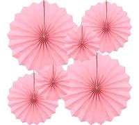 CEEYSEE Lot de 6 éventails ronds en papier à suspendre pour décoration de fête, thé, anniversaire, mariage, bébé, remise de diplôme (rose/SFHS)
