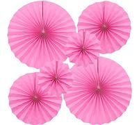 CEEYSEE Lot de 6 éventails ronds en papier à suspendre pour fête, thé, anniversaire, mariage, bébé, remise de diplôme (rose/SMHS)