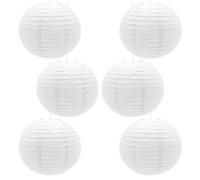 CEEYSEE Lot de 6 lanternes en papier blanches chinoises japonaises rondes à suspendre pour Halloween, mariage, fête d'anniversaire (DLBS/blanc)