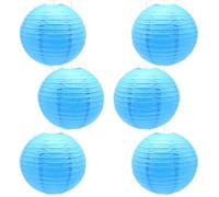 CEEYSEE Lot de 6 lanternes en papier rondes à suspendre pour Halloween, mariage, anniversaire, décoration de fête (bleu ciel) 30,5 cm