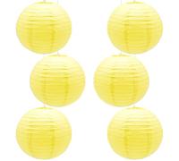 CEEYSEE Lot de 6 lanternes en papier rondes chinoises japonaises à suspendre pour Halloween, mariage, fête d'anniversaire Jaune 30,5 cm (DLHU/jaune)